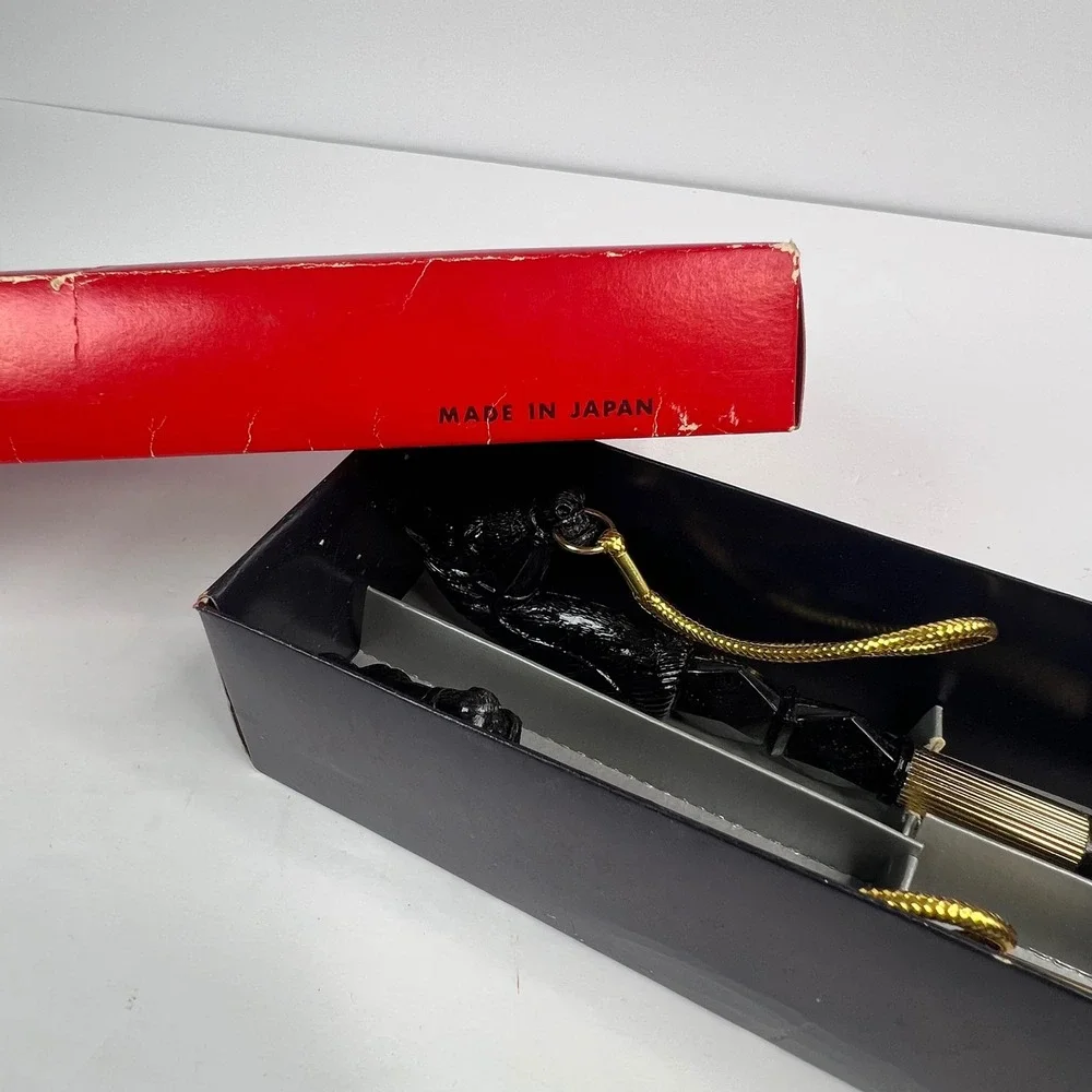 VTG Brush & Shoehorn Set Equestrian Horse Head Made in Japan Elegant‎ Black Gold